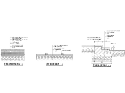 室外汀步 沥青 石材地面做法大样 施工图
