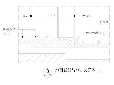 地面石材与地砖大样图  施工图