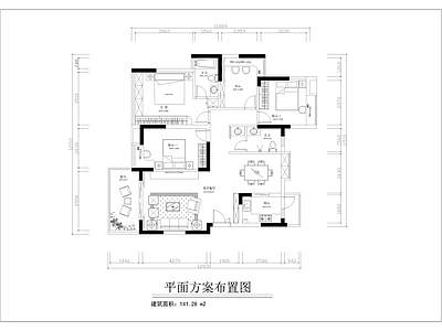 现代家装 施工图 平层