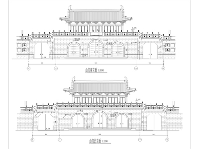 仿古山门建筑 施工图