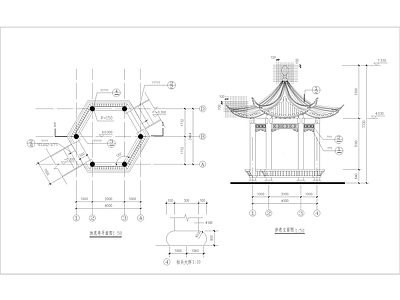 四角古艺亭子 施工图