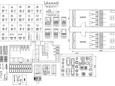 卫生间设备构件图库 施工图