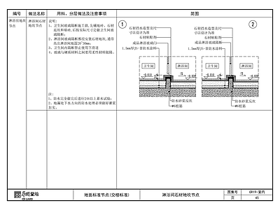 淋浴间石材地坎节点 施工图