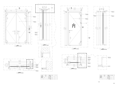 木饰面双开门及单开门门表 施工图 通用节点