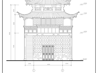 中式仿清古建亭 施工图