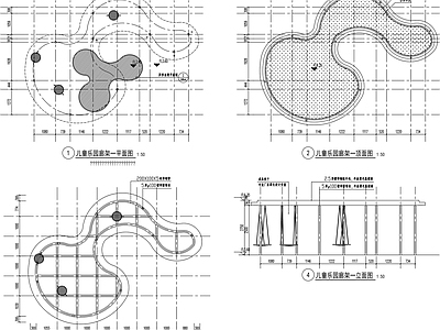 异形弧形廊架及座凳娱乐设施 施工图