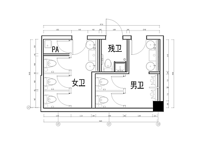 现代公共卫生间 施工图