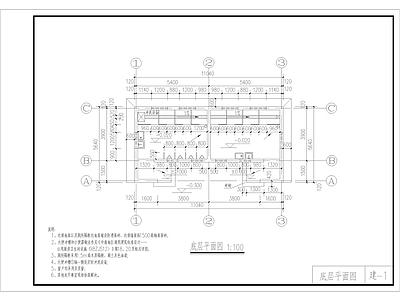 单层坡屋顶单排水槽水箱自动冲水式厕所 施工图