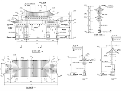 中式古建牌坊建筑设计 施工图