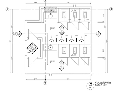 酒店宾馆公共卫生间 施工图