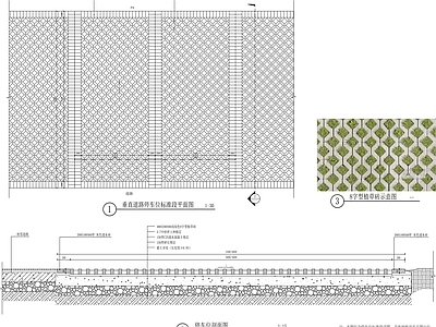 植草砖停车位 施工图 户外