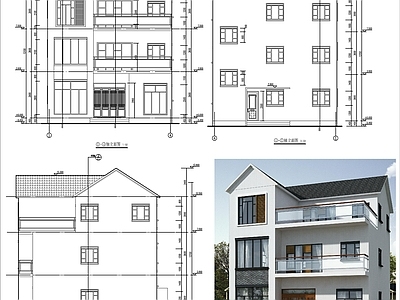 新中式三层自建房 别墅 施工图