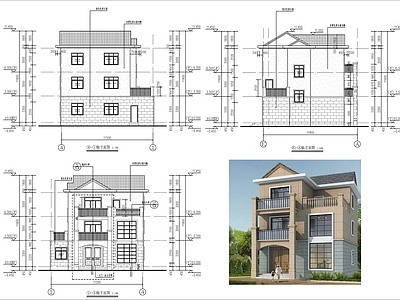 三层自建房 别墅建 施工图