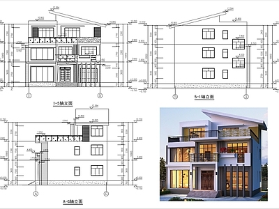 三层自建房 别墅建 施工图