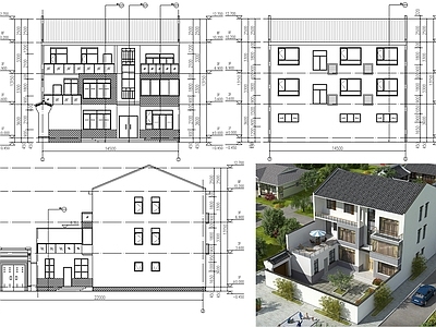 三层自建房 别墅建 施工图