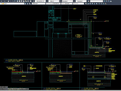 现代酒店幕墙地台地毯收边地暖地面节点图 施工图