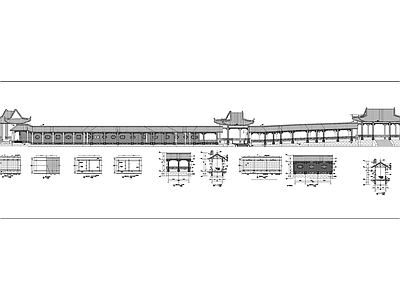 景观长廊古建筑详图 施工图