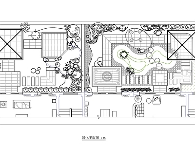 新中式屋顶花园绿 施工图