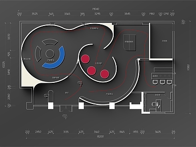 200㎡现代产品展厅平面布置图 施工图