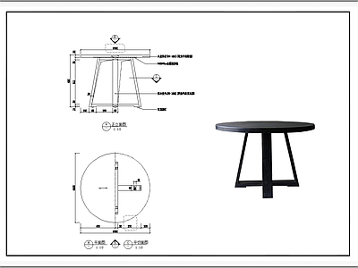 圆桌 施工图 家具节点