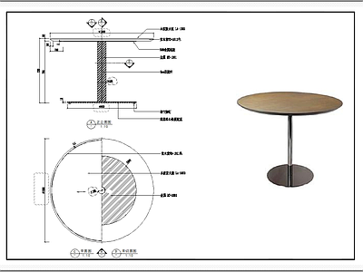 圆桌 施工图 家具节点