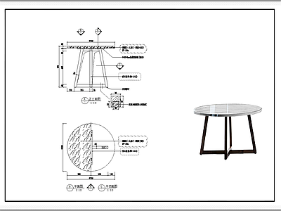 圆几 施工图 家具节点