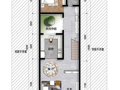 面宽6米进深18米夹心楼 施工图 自建房