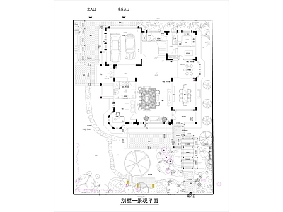 别墅庭院景观绿化平面图 施工图