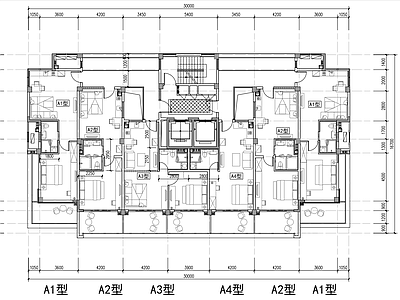 高层度假公寓 一梯6户 施工图