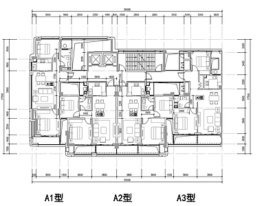 小面积段 高层住宅 一梯四户 施工图