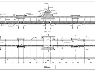 民族风情区 风雨桥建筑图 施工图