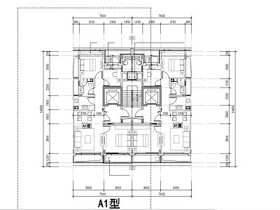 80 18 小户型高层一梯两户 施工图