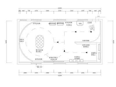 100平企业展厅平面布局规划设计 施工图