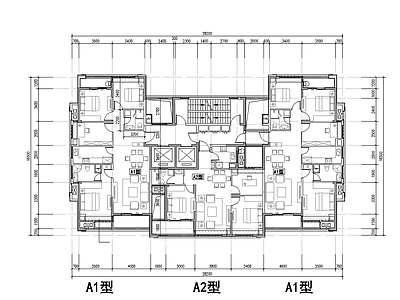 90 130 19 高层住宅 一梯三户点式  施工图