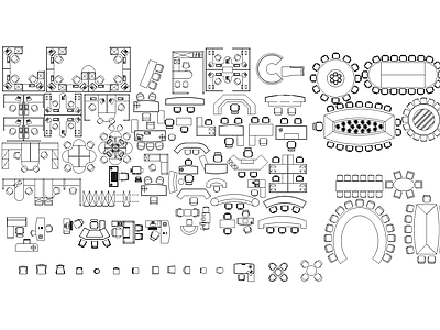 办公桌椅素材图例 施工图 办公家具