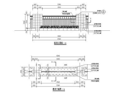 现代简约小区围墙带结构 已施工  施工图