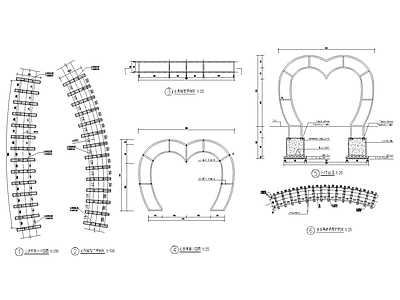 心形廊架详图 施工图