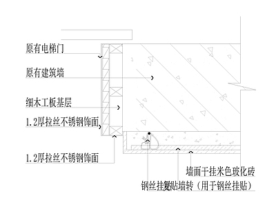 消防电梯厅门套剖面图 施工图 通用节点