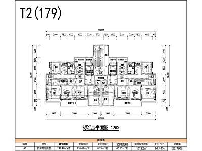 华通城住宅公寓 商墅户型 施工图  四室两厅 平层