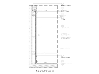 套房床头靠背背景墙大样 施工图