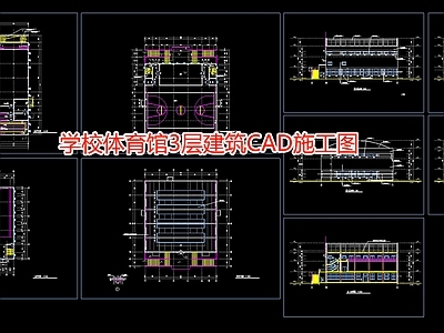 学校体育馆3层建筑 施工图