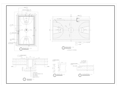 篮球场 羽毛球场大样 施工图
