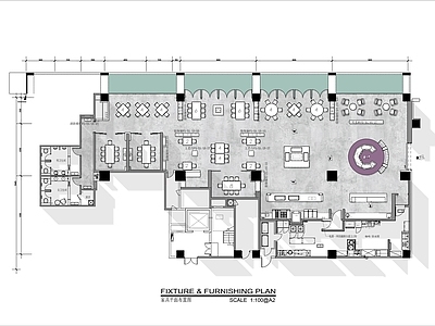 800㎡港式餐厅平面布置图 施工图