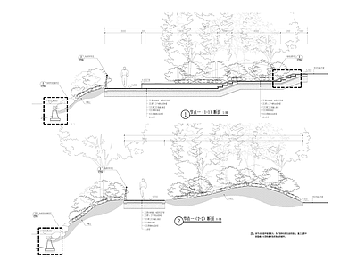 公园断面景 施工图 局部景观
