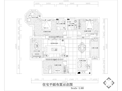 现代家装平层样板间全 施工图