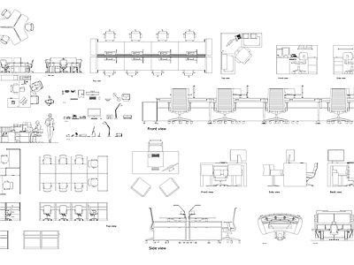 室内办公家具图库 施工图