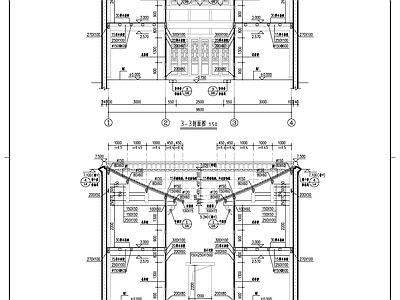 徽派建筑风格二层办公楼建筑图 施工图