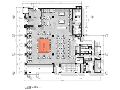 700㎡工业风清吧平面布置图 施工图