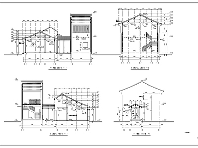 仿古风格商铺建筑图 施工图