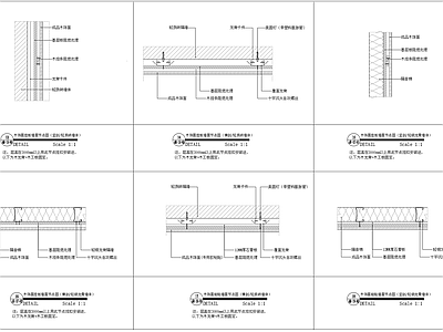 木饰面挂板墙面节点图 施工图